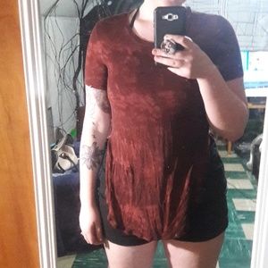 Maroon acid wash/tie dye tunic